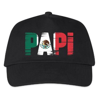 Papi Mexiko Flagge – Stolzer Vater im Latino Style - Kinder Basecap - Schwarz - Vorne
