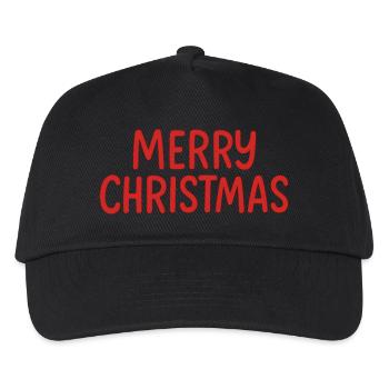 Merry Christmas Rot Schriftzug - Kinder Basecap - Schwarz - Vorne