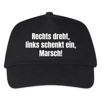 Turn right, pour left, march! - Kids’ Baseball Cap - black - Front