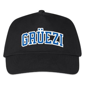 Grüezi in blue with white border, Switzerland hello - Kids’ Baseball Cap - black - Front