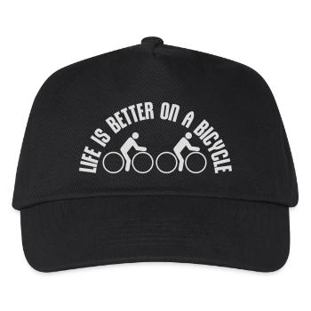 Life is better on a bicycle Radfahren Spruch Sport - Kinder Basecap - Schwarz - Vorne