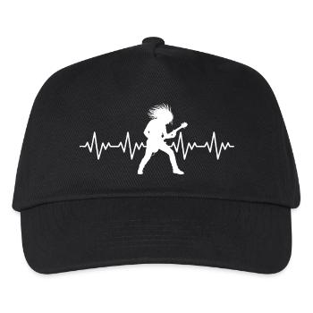 Hard Rock Guitarist Rock Band ECG Heartbeat - Kids’ Baseball Cap - black - Front