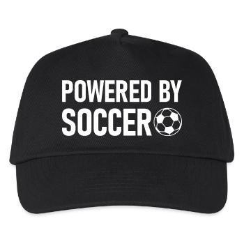 Powered by Soccer T-Shirt Fußball Fan - Kinder Basecap - Schwarz - Vorne