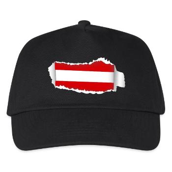 Rissige Österreich Flagge - Kinder Basecap - Schwarz - Vorne
