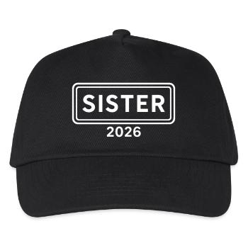 SISTER 2026 Große Schwester Ankündigung - Kinder Basecap - Schwarz - Vorne
