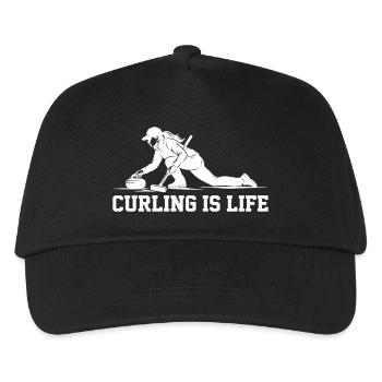 Curling  Is Life Wintersport Fan - Kinder Basecap - Schwarz - Vorne