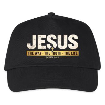 Jesus Bibelvers Der Weg Die Wahrheit Das Leben  - Kinder Basecap - Schwarz - Vorne