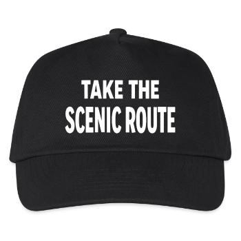 Take the scenic route Abenteuer Reise Spruch - Kids’ Baseball Cap - black - Front