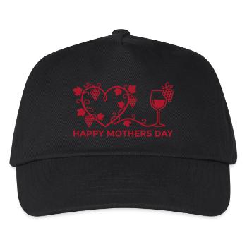 Happy Mothers Day Wein Herz Muttertag - Kinder Basecap - Schwarz - Vorne