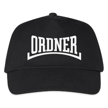 Ordner (Ordnung / Security / Konkav / White) - Kinder Basecap - Schwarz - Vorne