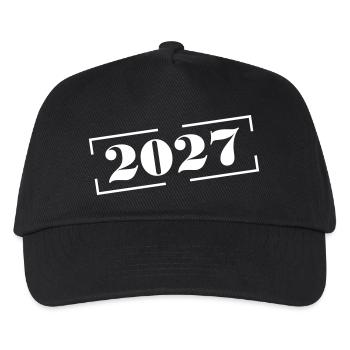 2027 Jahr Stempel - Kinder Basecap - Schwarz - Vorne