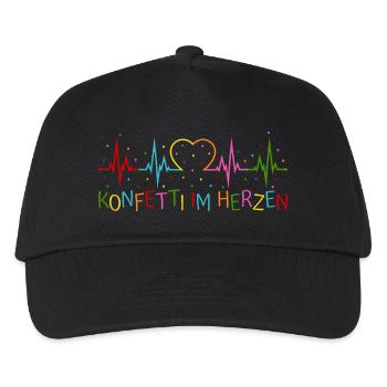 Konfetti im Herzen Herzschlag Herz EKG - Kinder Basecap - Schwarz - Vorne