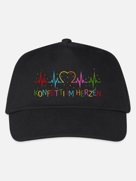 Konfetti im Herzen Herzschlag Herz EKG - Kinder Basecap - Schwarz
