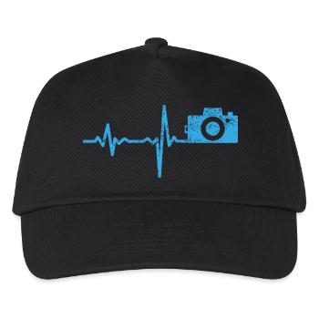 Gift heartbeat photographer camera - Kids’ Baseball Cap - black - Front