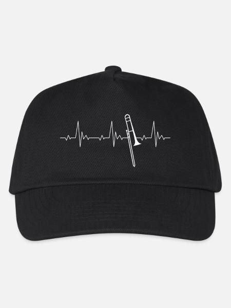 Posaune Heartbeat mit Posaunenspieler Herzschlag - Kinder Basecap - Schwarz