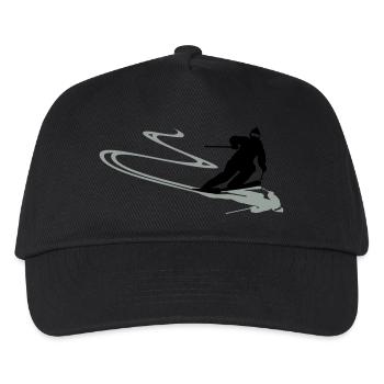 Skifahrer Spur - Kinder Basecap - Schwarz - Vorne