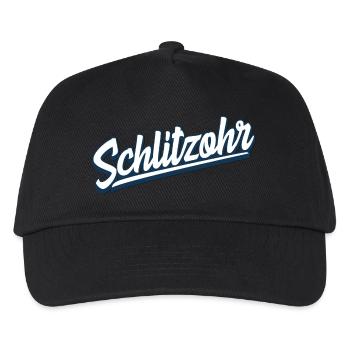 Schlitzohr - Schweizerdeutsch - Mundart - Dialekt - Kinder Basecap - Schwarz - Vorne