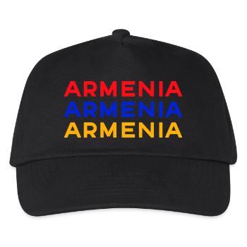 Armenia Dreifarbig Schrift-Design - Kinder Basecap - Schwarz - Vorne