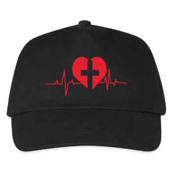 Crossed Heartbeat Design - Kids’ Baseball Cap - black - Front