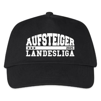 Aufsteiger 2025 Landesliga Aufstieg Fußball - Kinder Basecap - Schwarz - Vorne