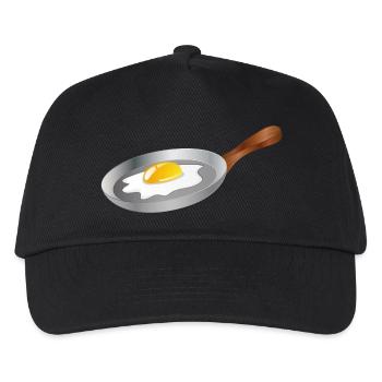 Spiegelei in Pfanne – Frühstück mit Retro-Charme - Kinder Basecap - Schwarz - Vorne