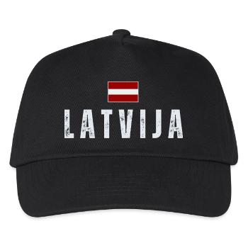 Flagge Lettlands, lettischer Patriot - Kinder Basecap - Schwarz - Vorne