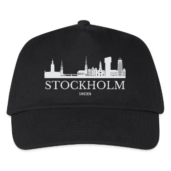 Stockholmer Skyline, Stockholm, Schweden - Kinder Basecap - Schwarz - Vorne
