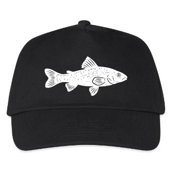 Äsche Fisch Angler Natur Vektor - Kinder Basecap - Schwarz - Vorne