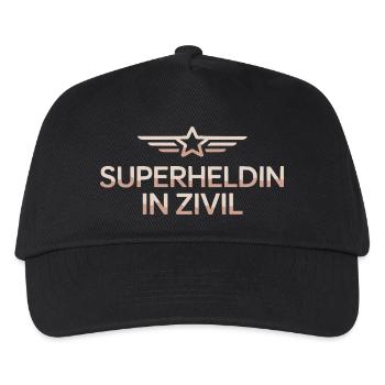 Superheldin In Zivil Superhero Superhelden Kostüm - Kinder Basecap - Schwarz - Vorne