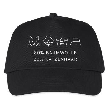 80% Baumwolle 20% Katzenhaar Katzen Shirt - Kinder Basecap - Schwarz - Vorne