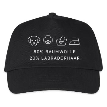 80% Baumwolle 20% Labradorhaar Hund Shirt - Kinder Basecap - Schwarz - Vorne