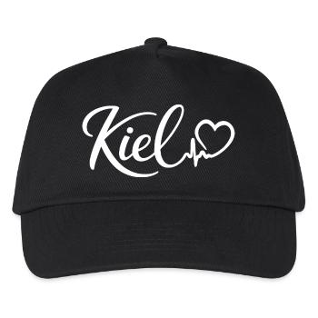 Kiel Herzschlag Herz Hansestadt Kiel - Kinder Basecap - Schwarz - Vorne