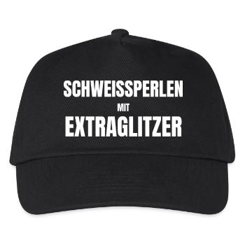 Schweißperlen mit Extraglitzer - Kinder Basecap - Schwarz - Vorne