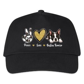 Peace Love Boston Terrier Maman Rétro de Chien - Casquette de baseball Enfant - noir - Devant
