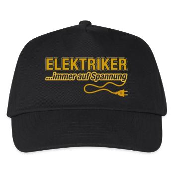 Elektriker ...immer auf Spannung – Spruch | Gelb - Kinder Basecap - Schwarz - Vorne
