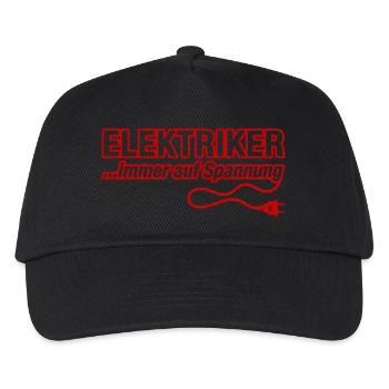 Elektriker ...immer auf Spannung – Spruch | Rot - Kinder Basecap - Schwarz - Vorne