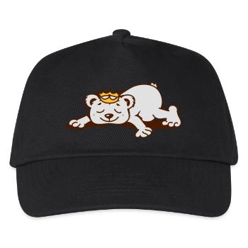 small bear with a golden crown sleeps - Kids’ Baseball Cap - black - Front