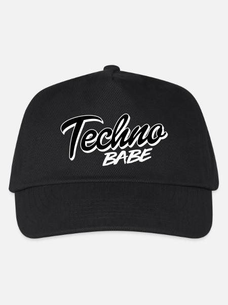 Techno Babe - Kinder Basecap - Schwarz