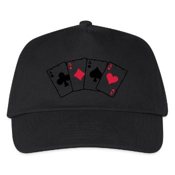 Poker Cards - Pokerkarten - Kinder Basecap - Schwarz - Vorne