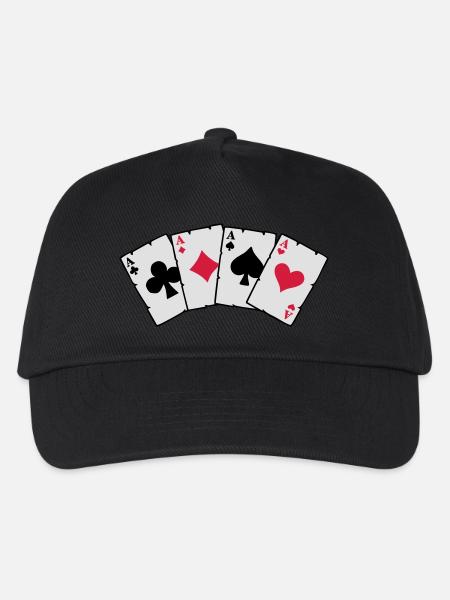 Poker Cards - karty poker - Dziecięca czapka z daszkiem - czarny