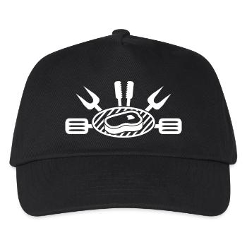 Grillmeister Emblem | BBQ Steak Icon - Kinder Basecap - Schwarz - Vorne