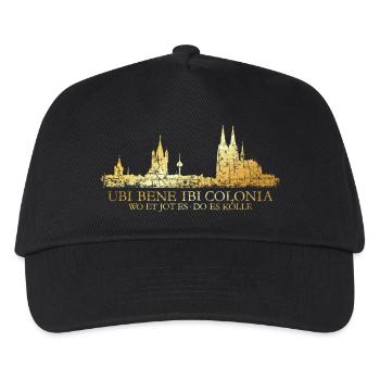 Kölner Skyline mit römischem Köln Spruch Ubi Bene - Kinder Basecap - Schwarz - Vorne