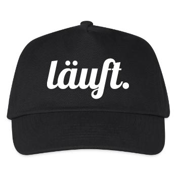 Läuft. Handlettering Script - Kinder Basecap - Schwarz - Vorne