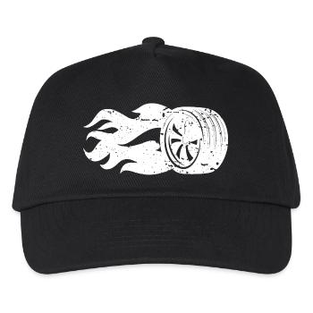 Brennender Reifen Flammen Motorsport - Kinder Basecap - Schwarz - Vorne