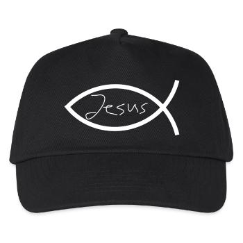 Jesus fish white Ichthys fish fish - Kids’ Baseball Cap - black - Front