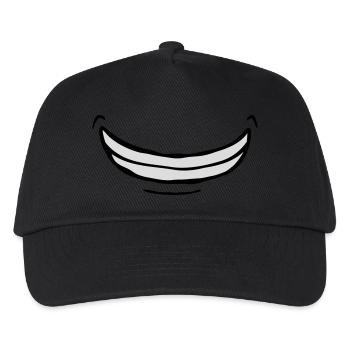 Breites überschwängliches Comic Grinsen - Kinder Basecap - Schwarz - Vorne