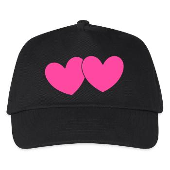 Valentinstag Rosa Herz, Valentinstag - Kinder Basecap - Schwarz - Vorne
