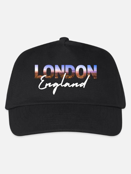 London Skyline Script England - Kinder Basecap - Schwarz