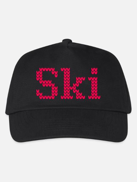 Ski Strick Winter Skiurlaub Muster Alpen Schnee - Kinder Basecap - Schwarz