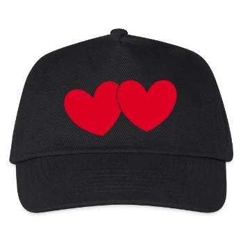 rotes Herz rot Herzen rot Herz Geschenk - Kinder Basecap - Schwarz - Vorne
